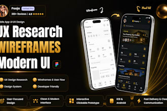 do mobile app UX research, wireframes, and UI UX design