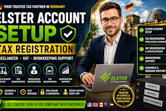 set up elster account tax registration freelancer vat bookkeeping support