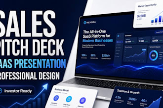 create sales pitch deck, saas deck, business presentation and pitch deck design