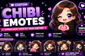 design custom chibi emotes for twitch, kick, youtube, and discord
