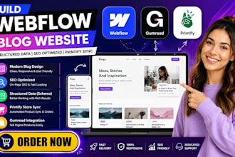 build webflow gumroad blog structured data seo optimized printify store sync