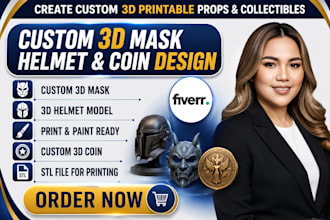 create custom 3d mask helmet coin stl model cosplay for printing prop design