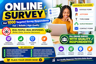get 1000 targeted survey respondents for google forms and jotform