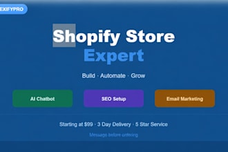 build a shopify store with ai chatbot SEO and email marketing