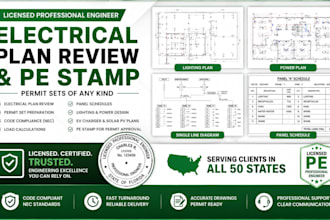 do electrical drawing, license review and pe stamp of permit sets usa
