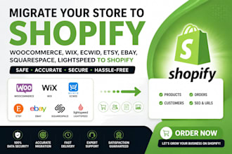 migrate woocommerce, wix, ecwid, etsy, ebay, squarespace, lightspeed to shopify