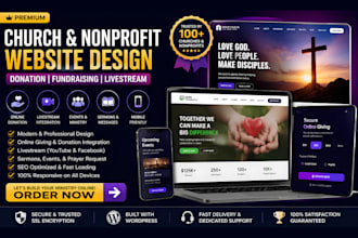 build church nonprofit donation ministry website with fundraising and livestream