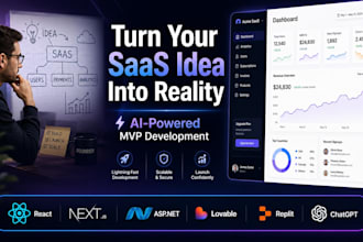 build your saas mvp, startup web application with nextjs, react, aspnet