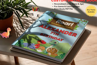 design custom kids birthday activity book or party favor