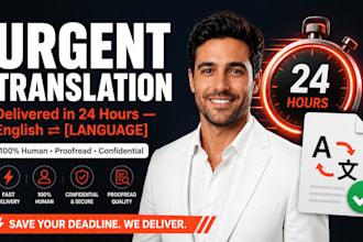 deliver urgent translation from english to language within 12 hours