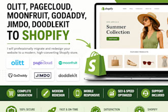redesign migrate olitt pagecloud moonfruit godaddy  jimdo doddlekit to shopify