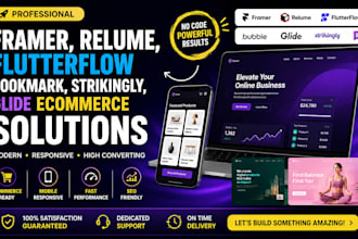 create framer relume flutterflow bookmark strikingly glide ecommerce website