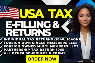 prepare US tax returns, form 1040, 1065, 1120 and 5472