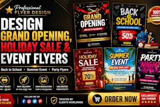 do grand opening back to school holiday sale summer event party flyers design