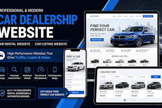 build car dealership website, car rental website, car listing