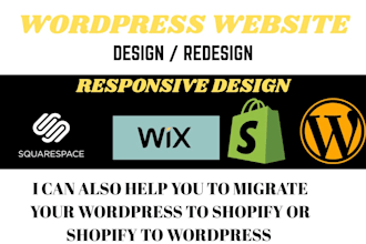 design or redesign responsive wordpress website  elementor pro shopify website