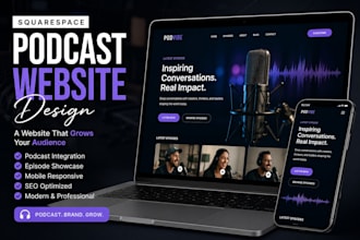 design a modern squarespace podcast website for your brand