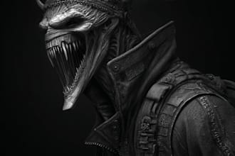 draw realistic dark fantasy art and horror