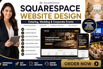 design squarespace catering website reception platform corporate dress wedding