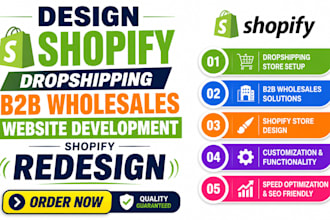 design shopify dropshipping b2b wholesales website development shopify redesign