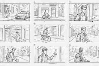 create youtube storyboard illustrations for videos and animations clips