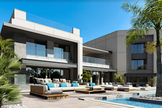 design modern mansion, house basement plan, villa backyard,estate apartment pool
