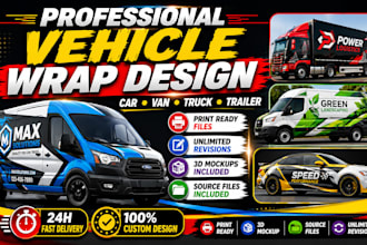 design professional vehicle wrap car wrap, commercial van wrap truck wrap design