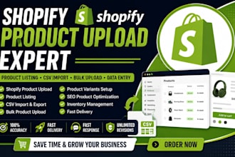 do shopify product upload, bulk product listing and data entry