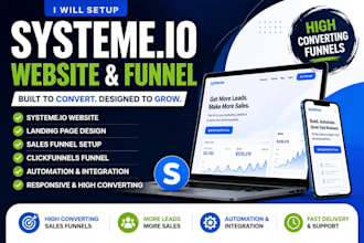 design system io landing page, sales funnel, website and automation