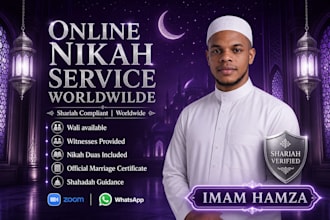 arrange wali and conduct online nikah islamic marriage worldwide