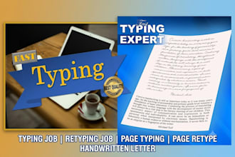 do fast copy typing, retyping job, and handwritten to word