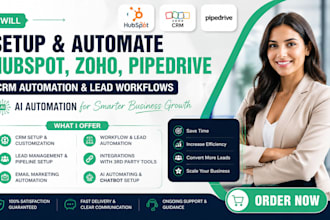 setup hubspot zoh pipedrive crm autmation lead work flow service ai automation
