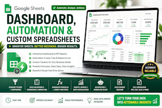 be your expert for google sheets dashboard, automation and custom spreadsheets