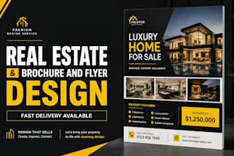 design luxury real estate listing brochure open house flyer canva graphic design