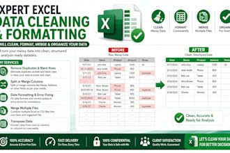 do ms excel data cleaning, formatting, and data scrubbing