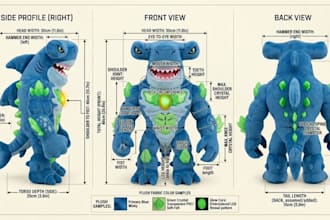 create detailed plushie animal reference sheet, stuffed animal toys, ych or oc