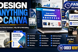 design anything in canva canva virtual assistant or psd pdf, png design in canva