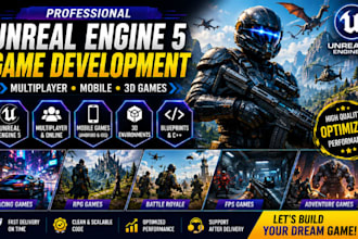 do unreal engine game, game development, mobil game 3d game ue5 multiplayer game