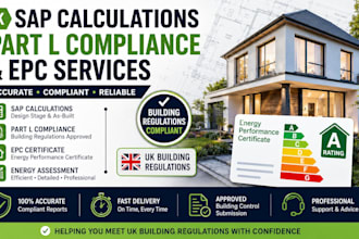 provide UK sap calculations, part l compliance and epc for building regulations