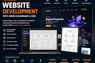develop a professional website with admin dashboard and cms