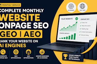 do complete monthly website onpage SEO GEO aeo, rank your website on ai engines