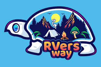 create adventure outdoor mountain hiking tourism logo design