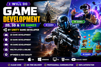 do game development in 3d, 2d, VR game by unity game developer