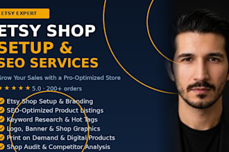 etsy store setup, etsy shop creation, etsy branding logo digital products pod
