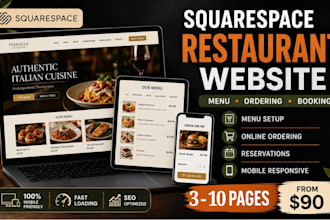 design squarespace restaurant website with menu, online ordering and booking