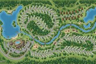 illustrate detailed campground maps and rv park site layouts