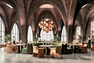 do restaurant interior realistic 3d interior design rendering