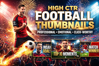 design high CTR football and soccer youtube thumbnail