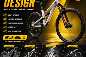 design 3d bicycle model, bike animation, cad product design and rendering