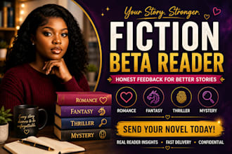 beta read your romance, fantasy, thriller, or mystery novel, beta reader